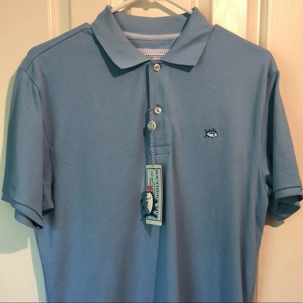 NWT Southern Tide men’s logo polo in Ocean Blue!